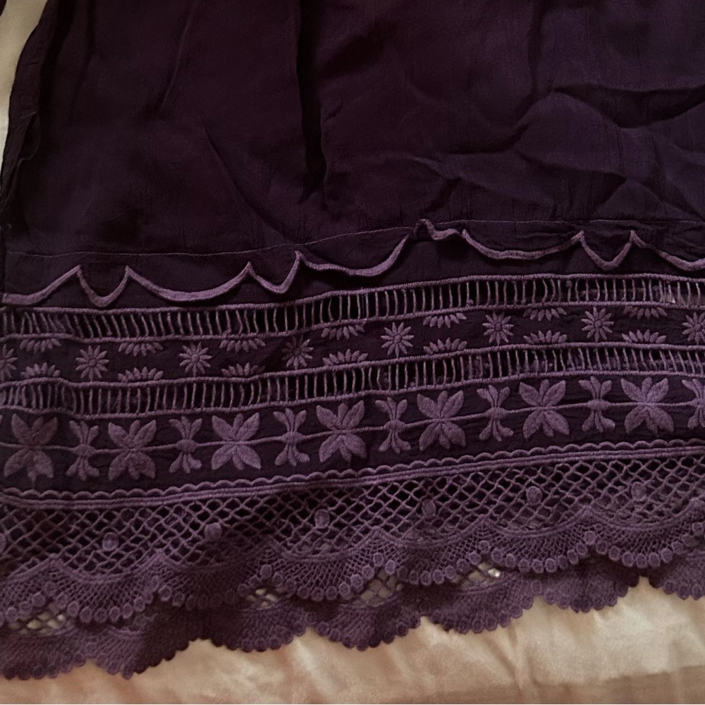 Johnny Was Dark Purple Cupro Top size small - Picture 6 of 8